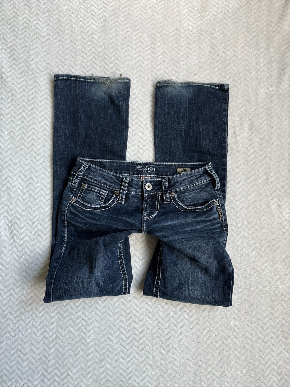 Y2K 2000s Low Rise Aiko Bootcut Silver Jeans Size 27